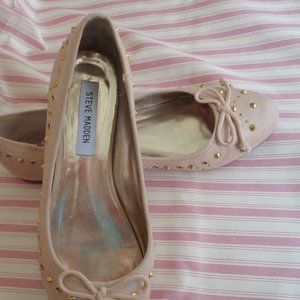 Steve Madden Pink Ballet Flats-Size 9-Gold Studs